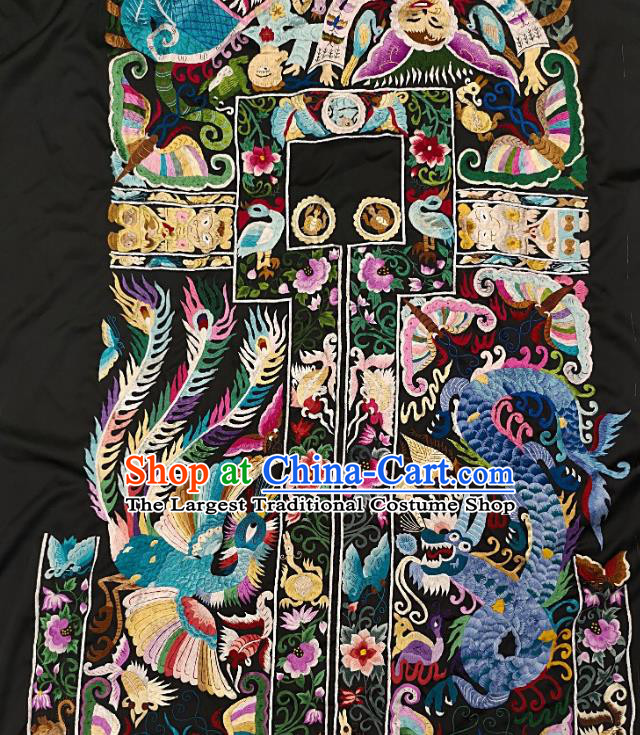 Chinese Traditional Embroidered Phoenix Dragon Fabric Patches Handmade Embroidery Craft Miao Ethnic Accessories Embroidering Applique