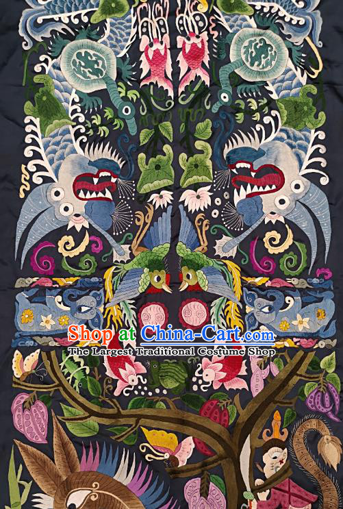 Chinese Traditional Embroidered Dragon Fabric Patches Handmade Embroidery Craft Miao Ethnic Accessories Embroidering Horse Applique