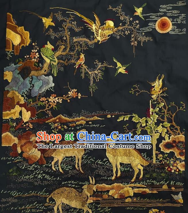 Chinese Traditional Embroidered Ginger Bird Sheep Fabric Patches Handmade Embroidery Craft Embroidering Silk Applique