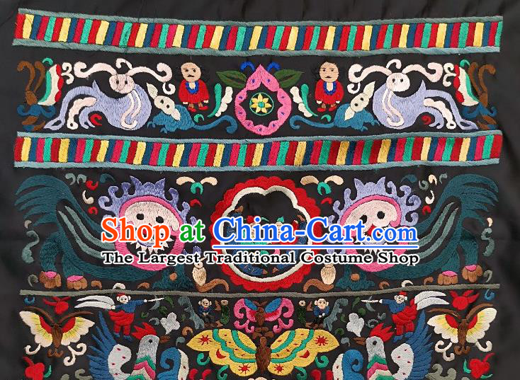 Chinese Traditional Embroidered Pink Lion Fabric Patches Handmade Embroidery Craft Miao Ethnic Accessories Embroidering Butterfly Applique