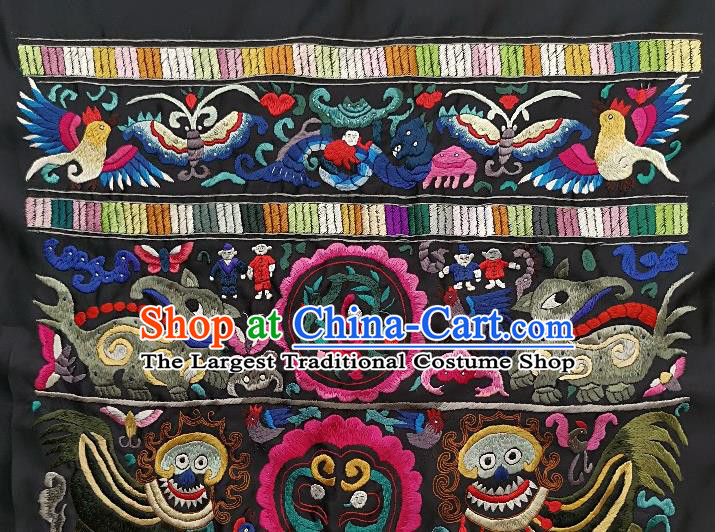 Chinese Traditional Embroidered Butterfly Fabric Patches Handmade Embroidery Craft Miao Ethnic Accessories Embroidering Lion Rosy Applique