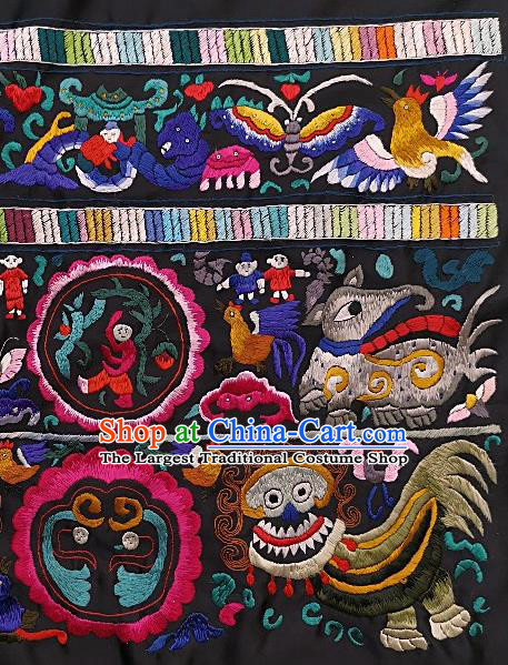 Chinese Traditional Embroidered Butterfly Fabric Patches Handmade Embroidery Craft Miao Ethnic Accessories Embroidering Lion Rosy Applique