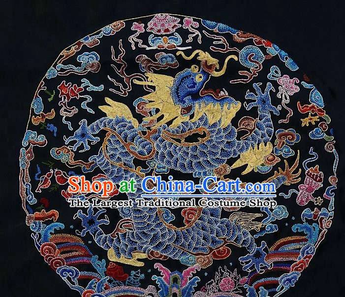 Chinese Traditional Embroidered Dragon Round Fabric Patches Handmade Embroidery Craft Embroidering Silk Decorative Painting