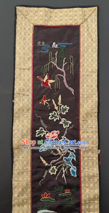 Chinese Traditional Embroidered Petunia Picture Handmade Embroidery Craft Embroidering Brown Silk Decorative Painting