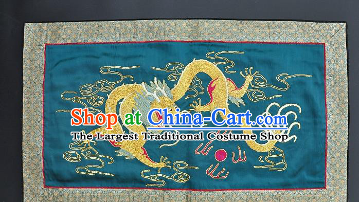 Chinese National Embroidered Dragon Wall Paintings Traditional Handmade Embroidery Craft Decorative Green Silk Picture