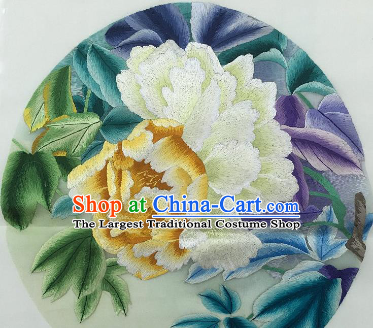 Traditional Chinese Embroidered Peony Fabric Hand Embroidering Dress Applique Embroidery Veil Patches Accessories