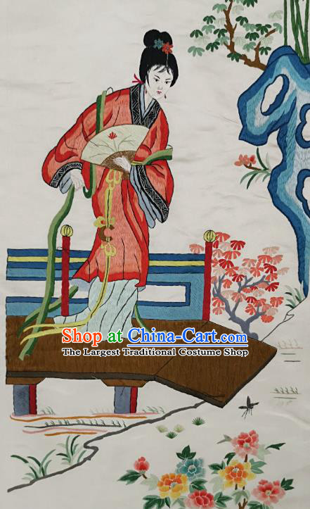 Chinese National Embroidered Beauty Xue Baochai Painting Traditional Handmade Embroidery Craft Embroidering Silk Decorative Wall Picture