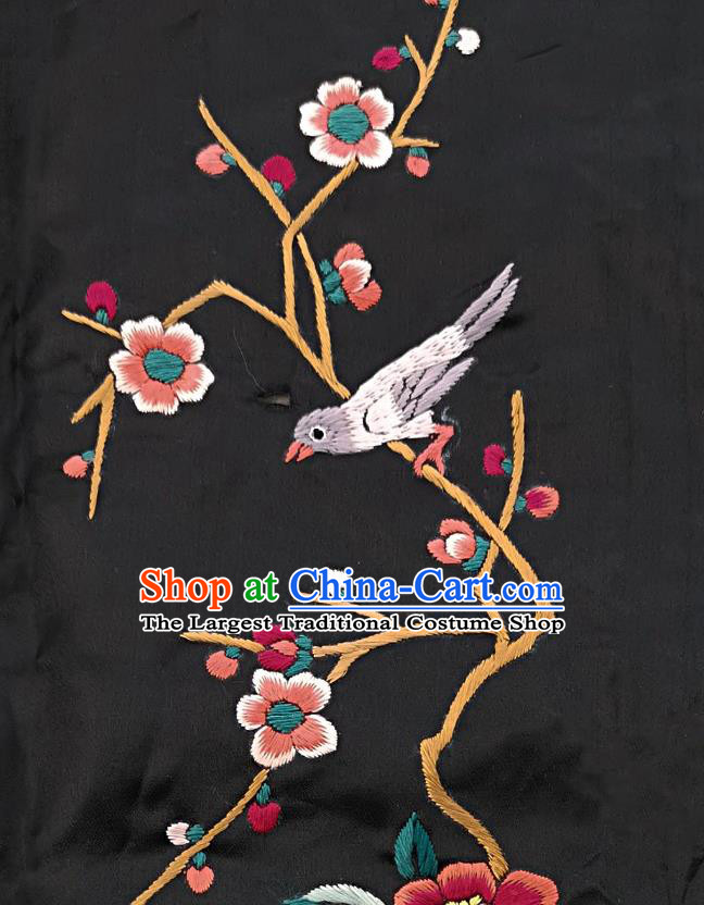 Chinese National Embroidered Plum Blossom Black Silk Painting Traditional Handmade Embroidery Craft Embroidering Decorative Wall Picture