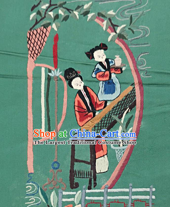 Traditional Chinese Embroidered Beauty Green Silk Patches Handmade Embroidering Dress Applique Embroidery Fabric Accessories
