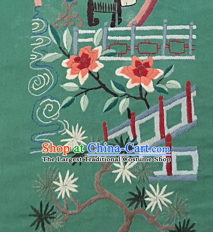 Traditional Chinese Embroidered Beauty Green Silk Patches Handmade Embroidering Dress Applique Embroidery Fabric Accessories
