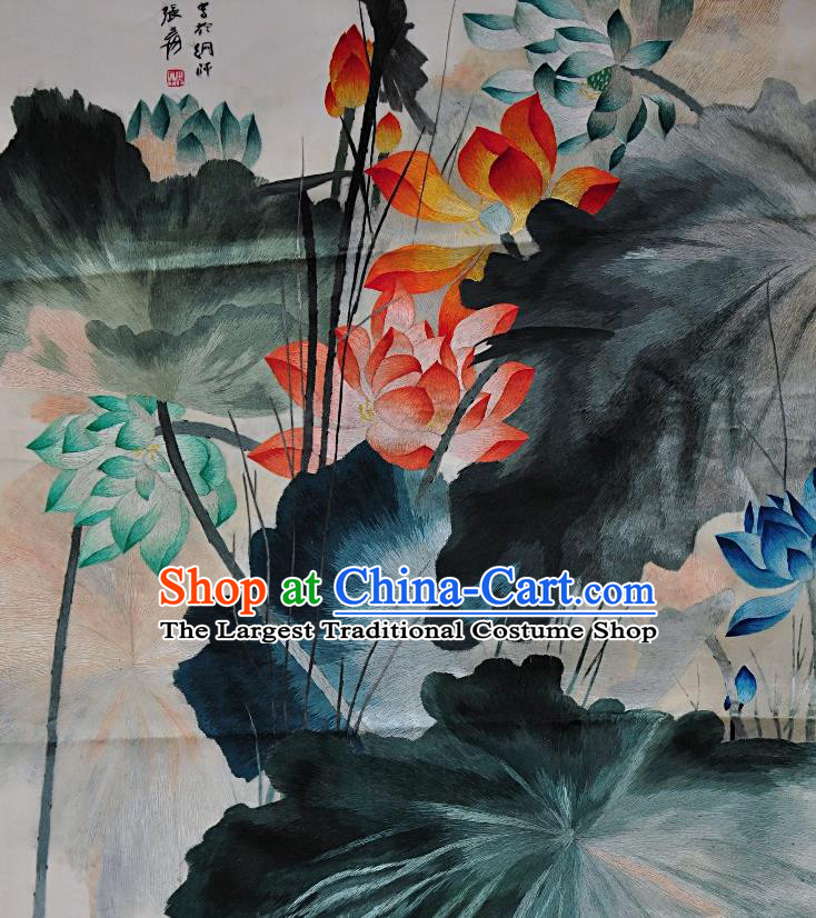 Traditional Chinese Embroidered Lotus Silk Patches Handmade Embroidering Dress Applique Embroidery Fabric Accessories