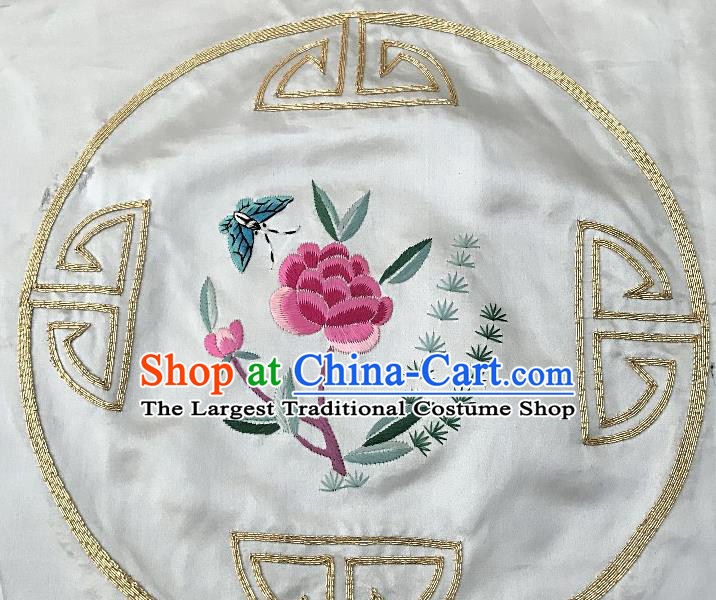 Traditional Chinese Embroidered Flower Butterfly Cloth Patches Handmade Embroidering Dress Applique Embroidery Silk Fabric Round Accessories