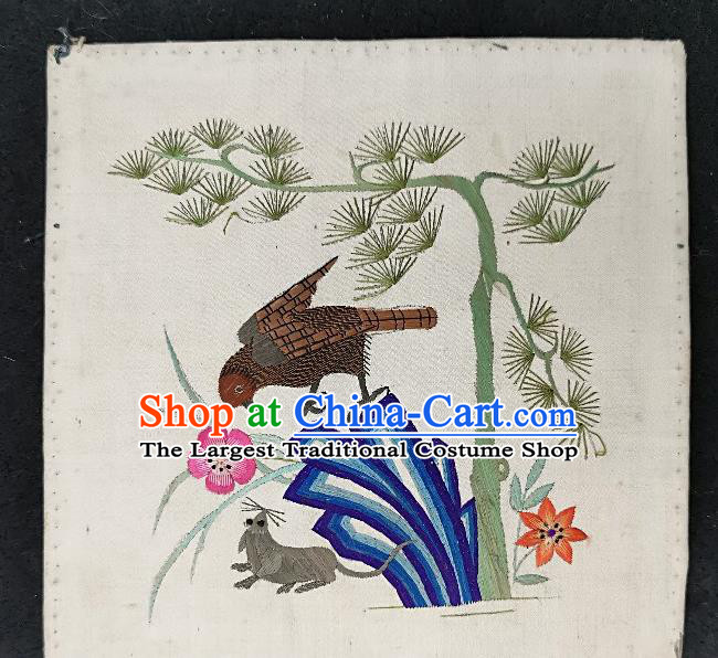 Traditional Chinese Embroidered Pine Eagle Silk Patches Handmade Embroidery Fabric Accessories Embroidering Dress Applique