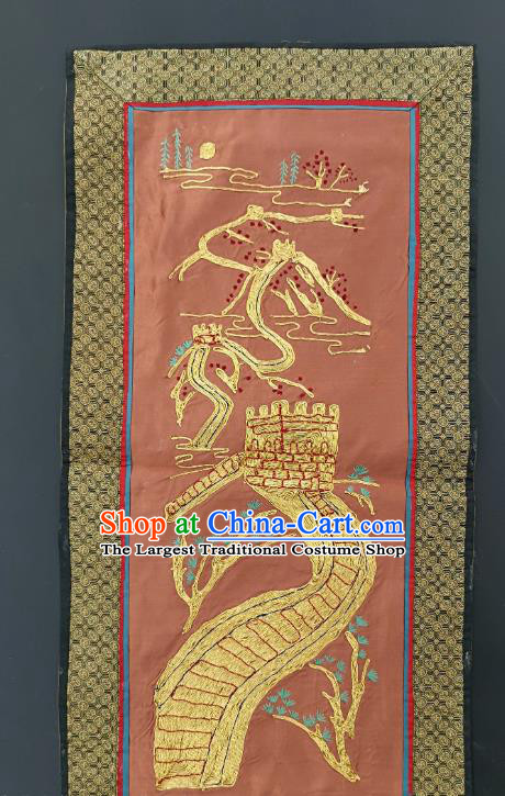 Chinese National Embroidered The Great Wall Silk Painting Traditional Handmade Embroidery Craft Embroidering Decorative Picture