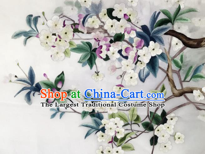Traditional Chinese Embroidered Pear Flowers Fabric Hand Embroidering Dress Applique Embroidery Silk Patches Accessories