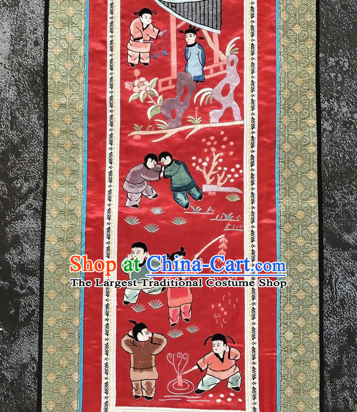 Chinese National Embroidered Character Paintings Traditional Handmade Embroidery Decorative Red Silk Picture Craft