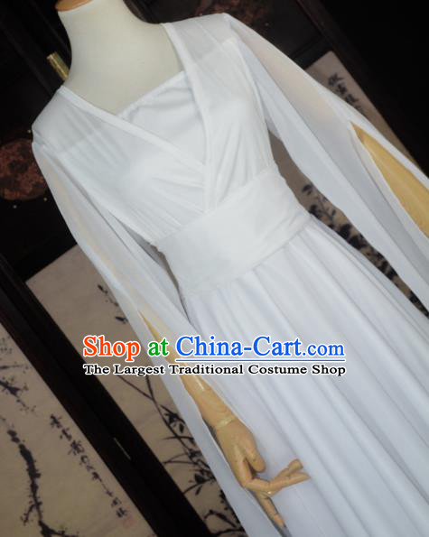Traditional Chinese Cosplay Fairy Princess White Hanfu Dress Ancient Female Swordsman Costume for Women