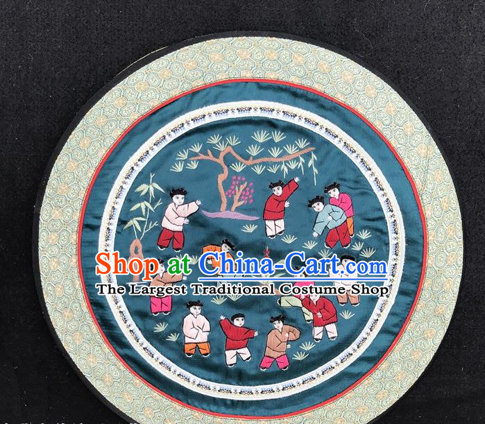 Traditional Chinese Embroidered Children Fabric Hand Embroidering Dress Applique Embroidery Green Silk Patches Accessories