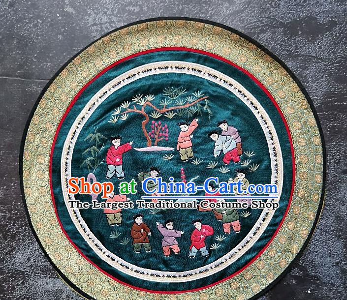 Traditional Chinese Embroidered Children Fabric Hand Embroidering Dress Applique Embroidery Green Silk Patches Accessories