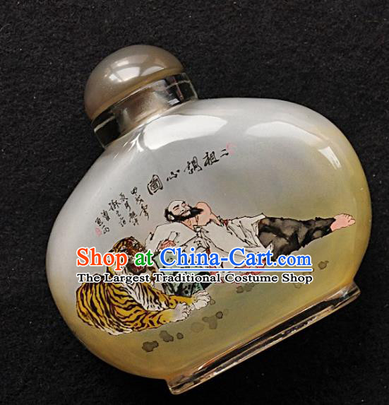 Chinese Handmade Snuff Bottle Traditional Inside Painting Tiger God Snuff Bottles Artware