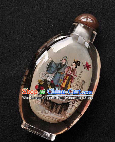 Chinese Handmade Snuff Bottle Traditional Inside Painting Butterfly Love Liang Shanbo and Zhu Yingtai Snuff Bottles Artware