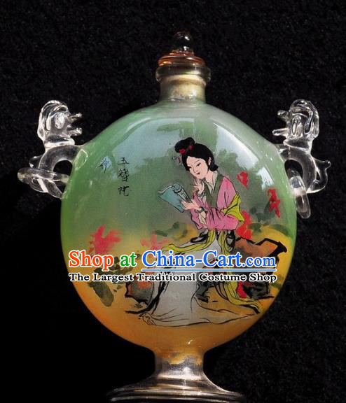 Chinese Handmade Young Beauty Snuff Bottle Traditional Inside Painting Palace Lady Snuff Bottles Artware with Handles