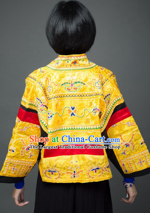 Traditional Chinese Embroidered Yellow Short Overcoat Dress National Costume Tang Suit Upper Outer Garment for Women