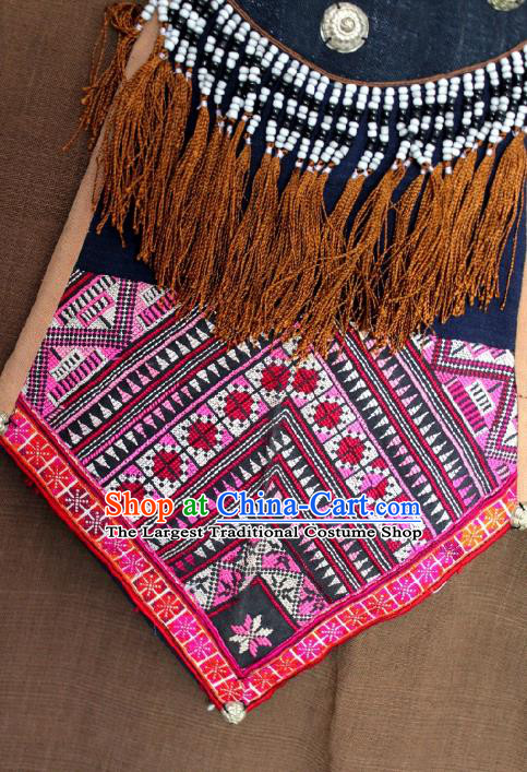 Chinese Handmade Miao Nationality Silver Beads Tassel Necklet Accessories Traditional Minority Ethnic Necklace for Women