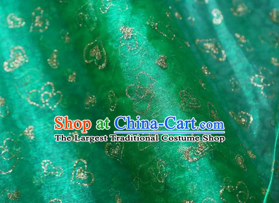 Chinese Traditional Heart Shape Pattern Design Green Veil Fabric Grenadine Cloth Asian Gauze Material