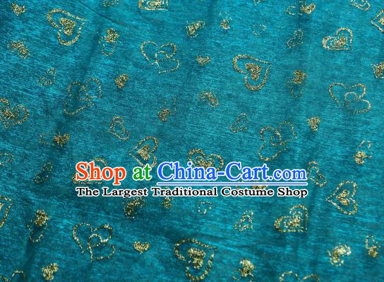 Chinese Traditional Heart Shape Pattern Design Lake Blue Veil Fabric Grenadine Cloth Asian Gauze Material