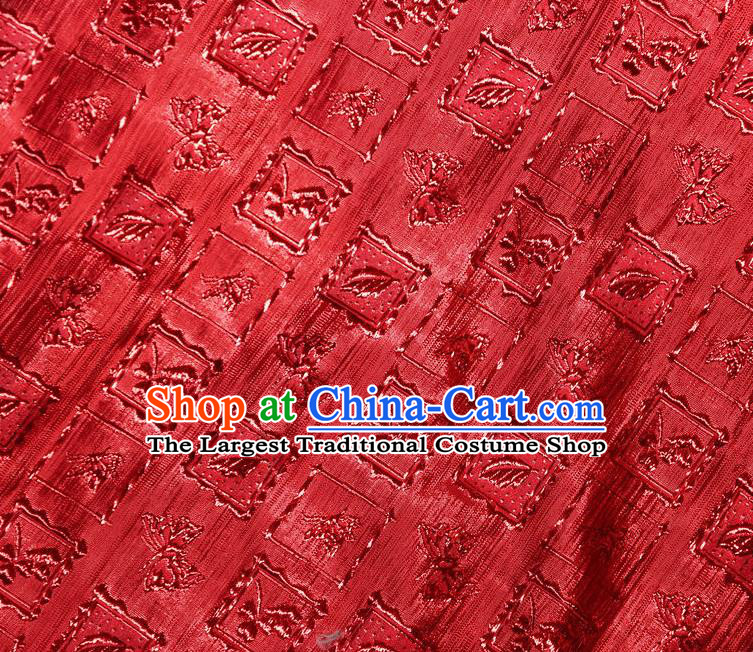 Chinese Traditional Diamond Pattern Design Red Brocade Fabric Tapestry Cloth Asian Silk Material