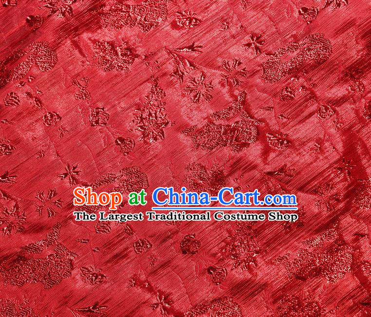Chinese Traditional Snowflake Pattern Design Red Brocade Fabric Tapestry Cloth Asian Silk Material