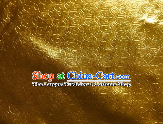 Chinese Traditional Copper Cash Pattern Design Golden Spandex Fabric Cloth Material Asian Dress Anaglyph Drapery