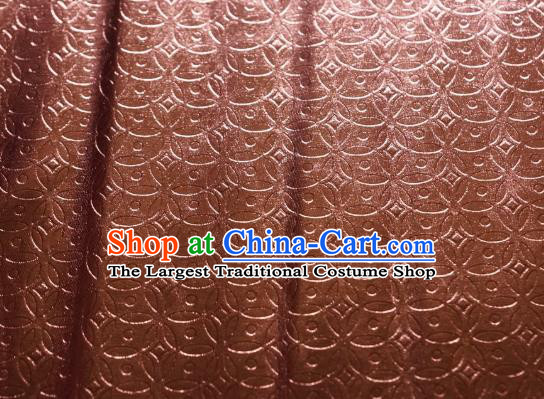 Chinese Traditional Copper Cash Pattern Design Brown Spandex Fabric Cloth Material Asian Dress Anaglyph Drapery