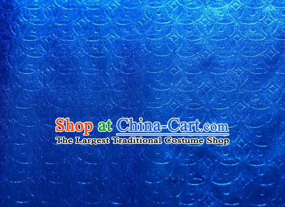 Chinese Traditional Copper Cash Pattern Design Royalblue Spandex Fabric Cloth Material Asian Dress Anaglyph Drapery
