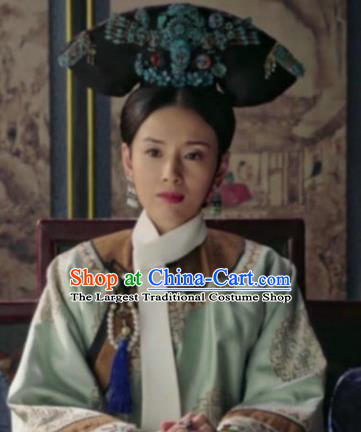 Chinese Traditional Qing Dynasty Empress Headwear Ancient Manchu Queen Flag Bun Hair Accessories