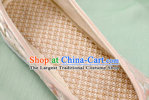 Chinese Traditional National Shoes Pink Cloth Shoes Embroidered Peony Shoes Hanfu Shoes Women Shoes Handmade Shoes