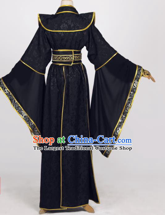 Traditional Chinese Cosplay Chivalrous Male Costumes Ancient Royal Prince Garment Swordsman Black Clothing for Men