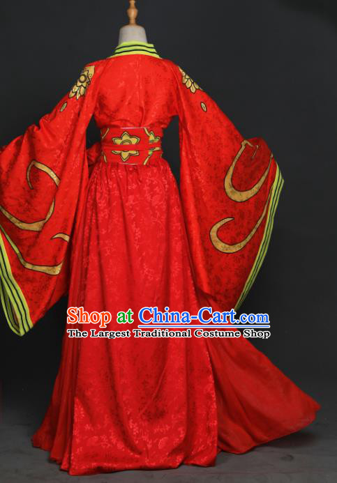 Traditional Chinese Cosplay Female Swordsman Red Hanfu Dress Costumes Ancient Princess Jiang Yanli Wedding Clothing for Women