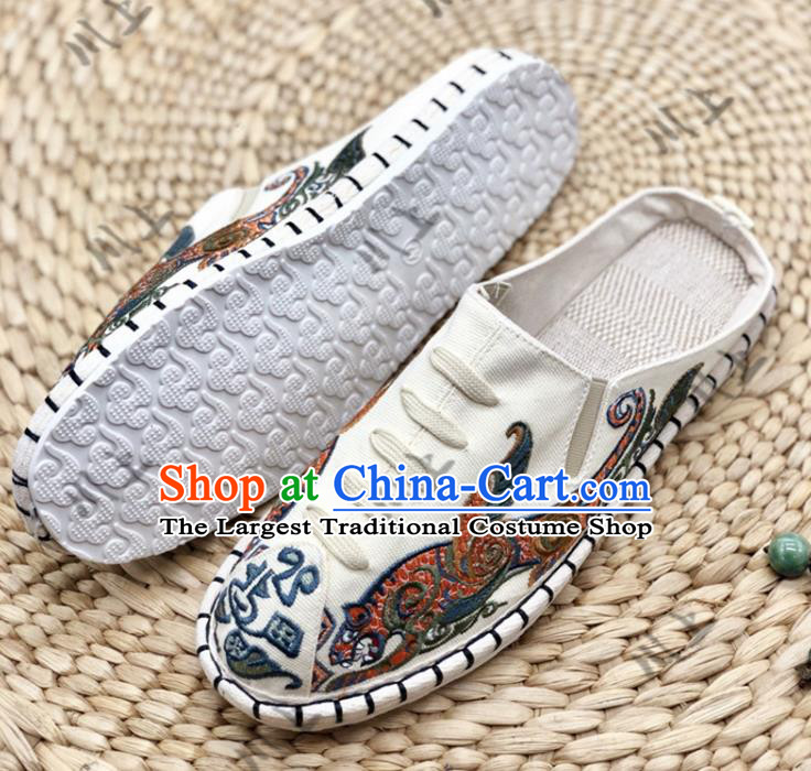 Chinese Traditional National Canvas Shoes Embroidered Shoes Martial Arts Shoes Men Shoes Handmade Multi Layered Shoes