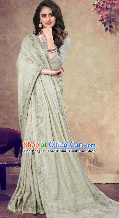 Asian India Festival Bollywood Pea Green Georgette Saree Dress Asia Indian National Dance Costumes Traditional Court Princess Blouse and Sari Full Set