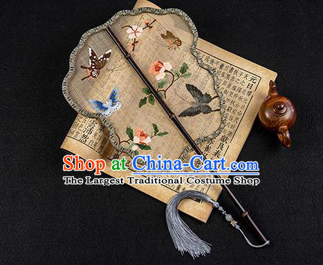 China Classical Hanfu Fan Handmade Palace Fan Traditional Ancient Princess Embroidered Butterfly Silk Fan