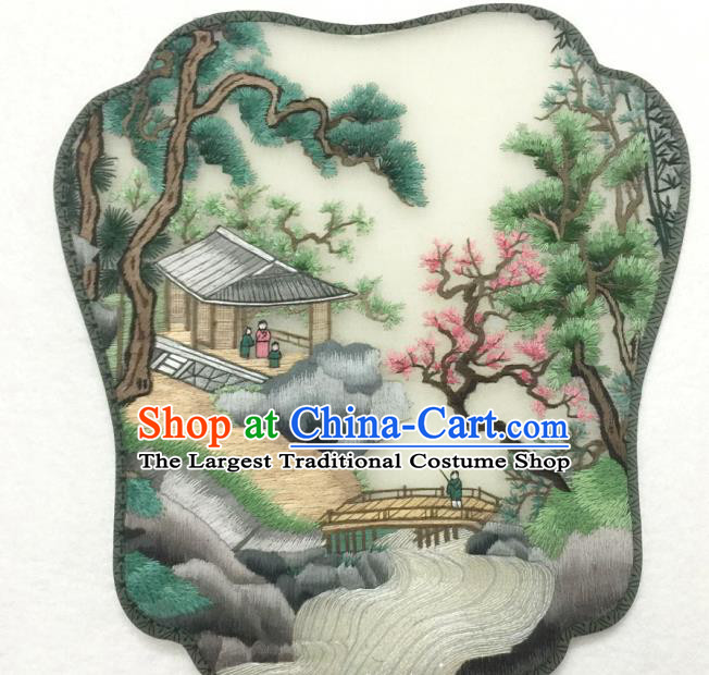 China Traditional Handmade Suzhou Embroidered Paysage Silk Fan Classical Dance Palace Fan