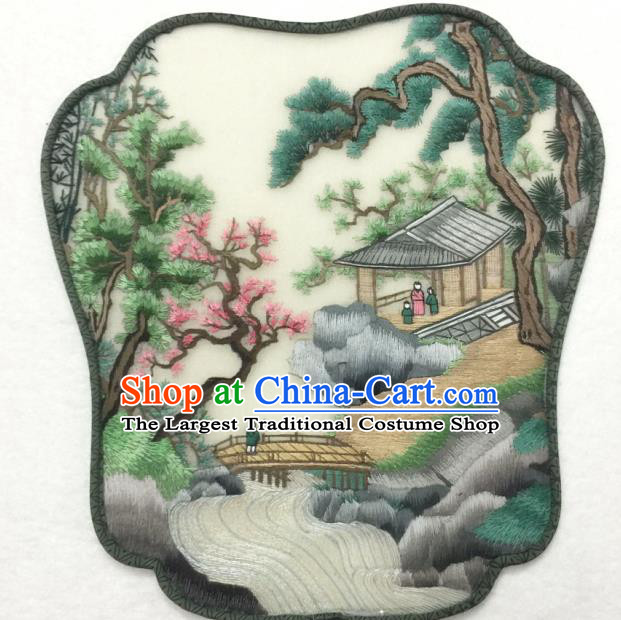 China Traditional Handmade Suzhou Embroidered Paysage Silk Fan Classical Dance Palace Fan