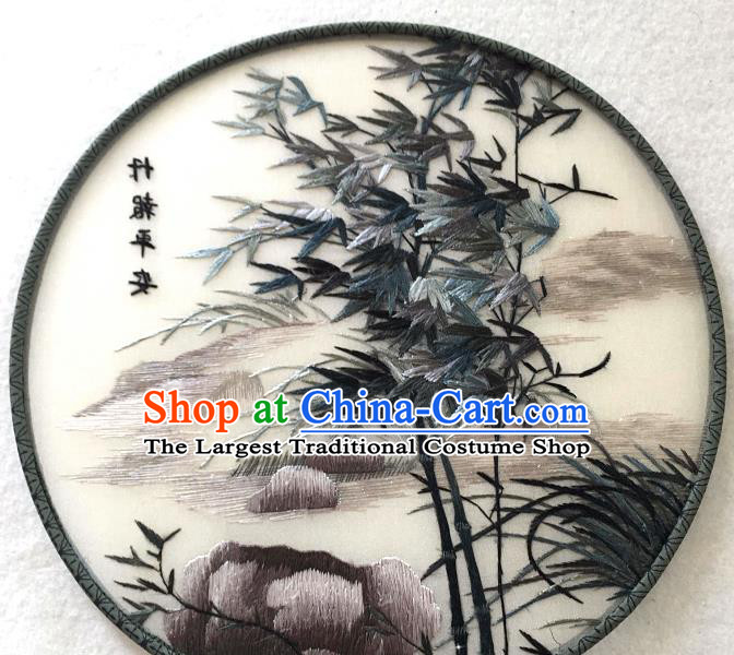 China Handmade Suzhou Embroidered Bamboo Silk Fan Traditional Palace Fan Classical Dance Circular Fan