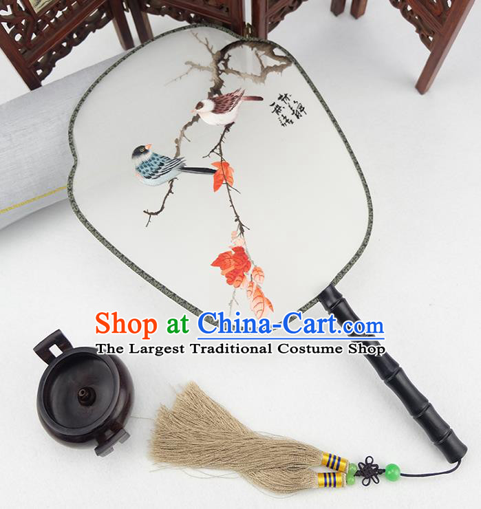 China Traditional Embroidered Silk Fan Handmade Palace Fan Rosewood Fan