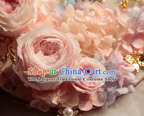 China Handmade Wedding Tassel Palace Fan Traditional Bride Pink Rose Silk Fan Classical Dance Circular Fan