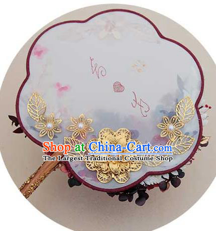 China Handmade Wedding Palace Fan Classical Dance Fan Traditional Bride Rose Flowers Fan
