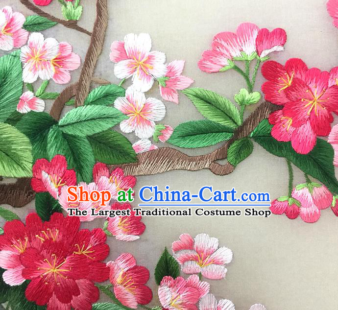 Handmade China Palace Fan Traditional Hanfu Circular Fan Embroidered Begonia Silk Fan