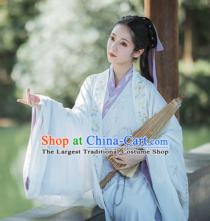 China Traditional Song Dynasty Noble Beauty Historical Clothing Ancient Court Countess Embroidered Hanfu Dress
